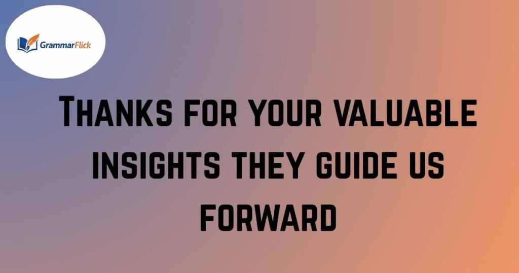 Thanks for Your Valuable Insights